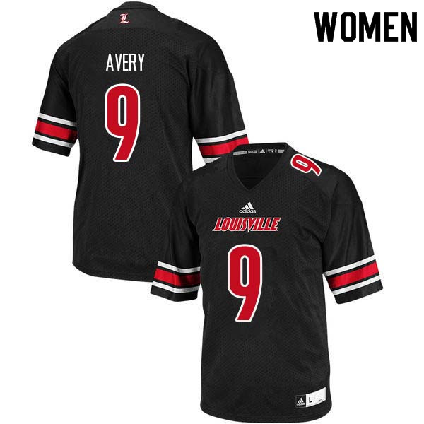 Women Louisville Cardinals #9 C.J. Avery College Football Jerseys Sale-Black